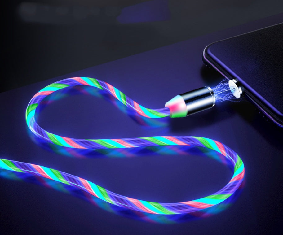 Compatible avec Apple, Câble de ligne de données Streamer magnétique Flowing Light pour Iphone Android Typec