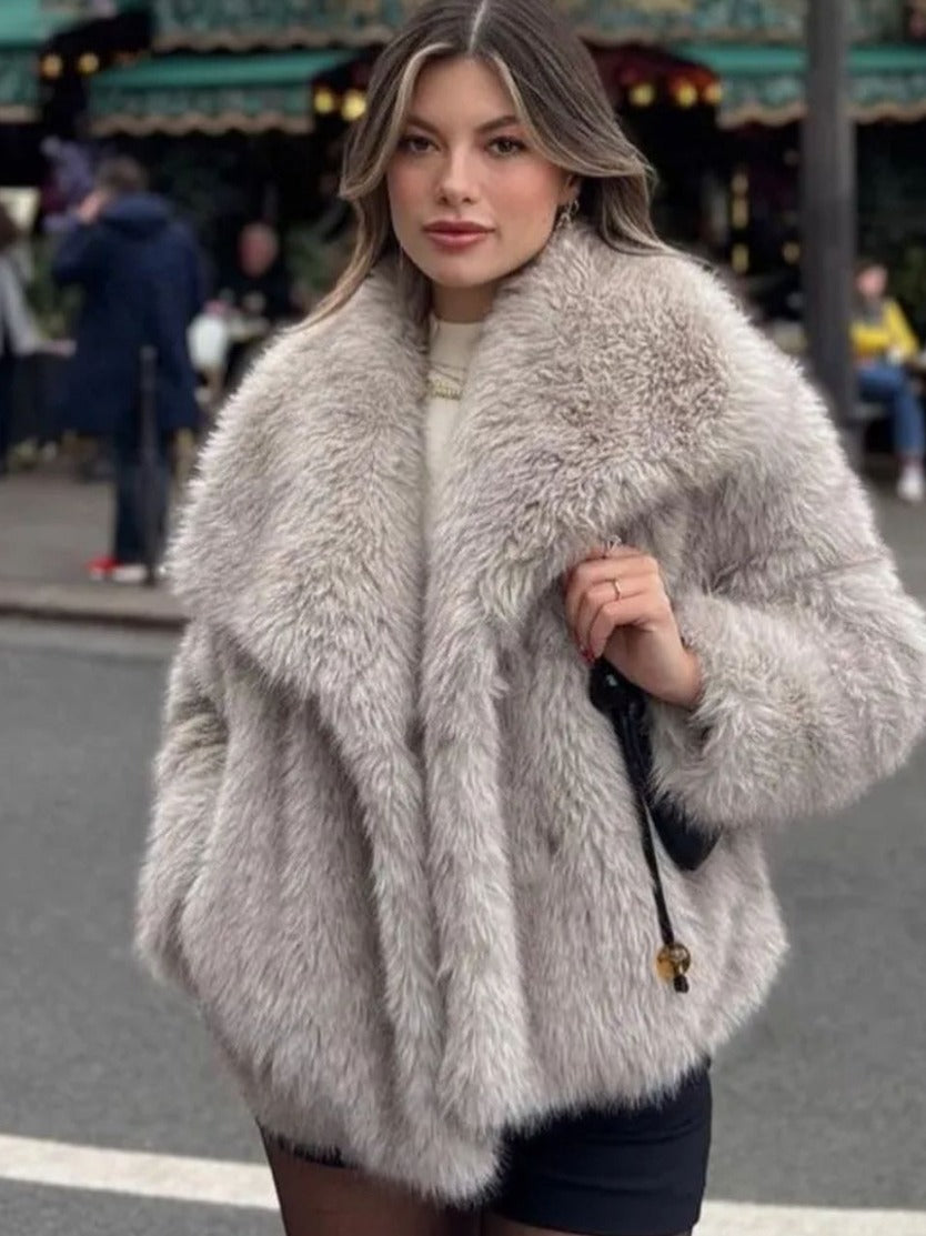 Manteau en peluche d'hiver Mode Épaissir Hauts décontractés à manches longues Vêtements pour femmes