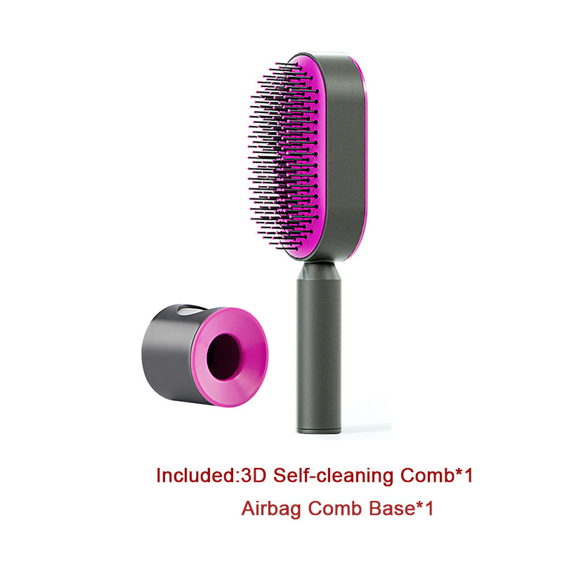 Brosse à cheveux autonettoyante pour femmes Nettoyage à une touche, airbag pour la perte de cheveux, peigne de massage du cuir chevelu, brosse à cheveux antistatique