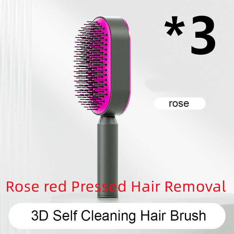 Brosse à cheveux autonettoyante pour femmes Nettoyage à une touche, airbag pour la perte de cheveux, peigne de massage du cuir chevelu, brosse à cheveux antistatique