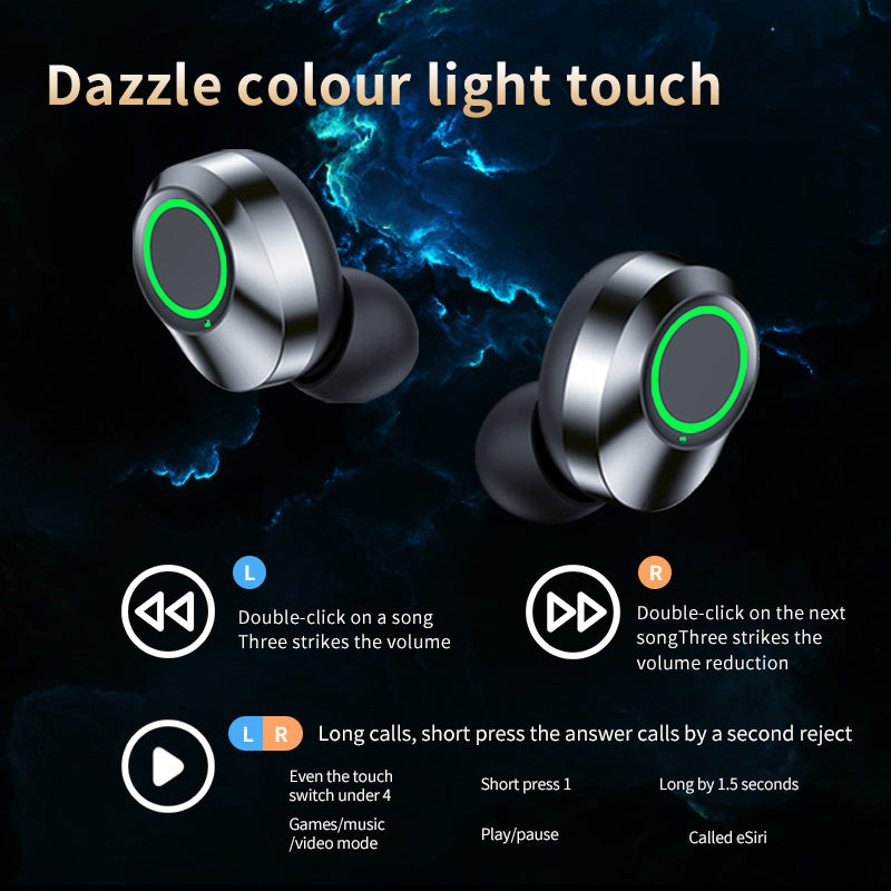Casque sans fil compatible Bluetooth TWS Grand écran Affichage numérique intelligent Lumière de respiration intra-auriculaire
