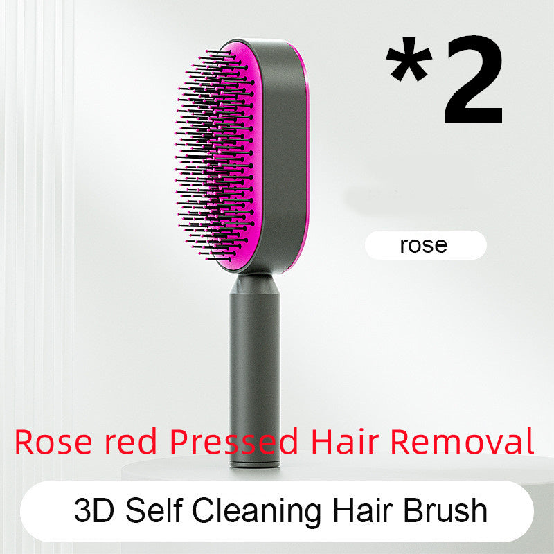 Brosse à cheveux autonettoyante pour femmes Nettoyage à une touche, airbag pour la perte de cheveux, peigne de massage du cuir chevelu, brosse à cheveux antistatique