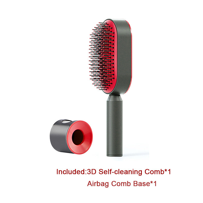 Brosse à cheveux autonettoyante pour femmes Nettoyage à une touche, airbag pour la perte de cheveux, peigne de massage du cuir chevelu, brosse à cheveux antistatique