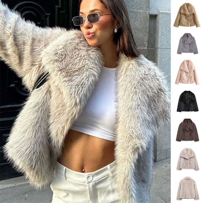 Manteau en peluche d'hiver Mode Épaissir Hauts décontractés à manches longues Vêtements pour femmes