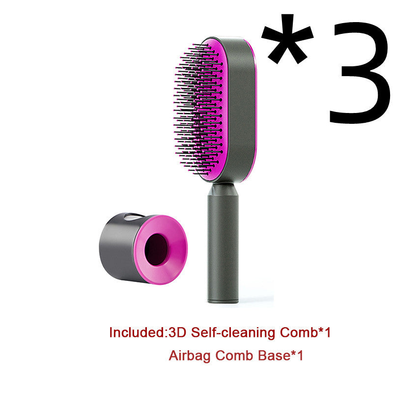 Brosse à cheveux autonettoyante pour femmes Nettoyage à une touche, airbag pour la perte de cheveux, peigne de massage du cuir chevelu, brosse à cheveux antistatique