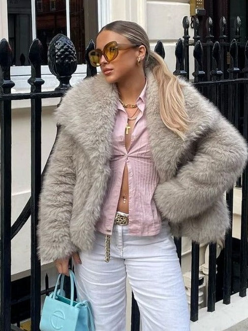 Manteau en peluche d'hiver Mode Épaissir Hauts décontractés à manches longues Vêtements pour femmes