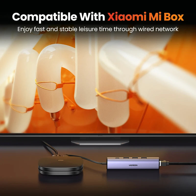 Adaptateur Ethernet USB UGREEN 1000/100Mbps USB3.0 HUB RJ45 Lan pour ordinateur portable Xiaomi Mi Box Macbook Windows USB-C HUB Carte réseau