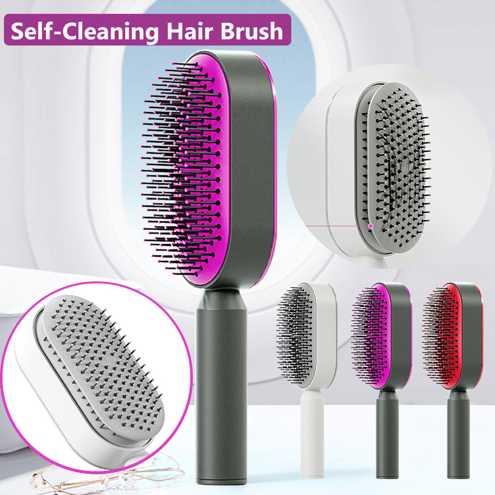 Brosse à cheveux autonettoyante pour femmes Nettoyage à une touche, airbag pour la perte de cheveux, peigne de massage du cuir chevelu, brosse à cheveux antistatique
