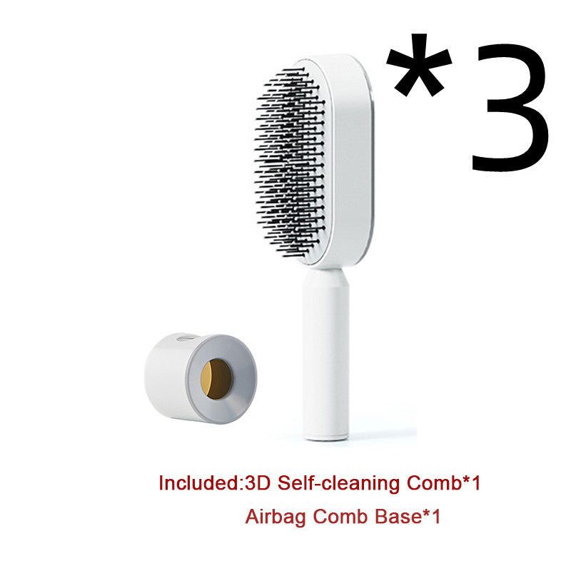 Brosse à cheveux autonettoyante pour femmes Nettoyage à une touche, airbag pour la perte de cheveux, peigne de massage du cuir chevelu, brosse à cheveux antistatique
