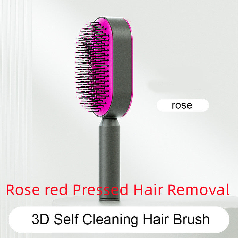 Brosse à cheveux autonettoyante pour femmes Nettoyage à une touche, airbag pour la perte de cheveux, peigne de massage du cuir chevelu, brosse à cheveux antistatique