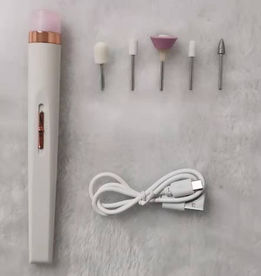 Ensemble de machine de manucure 5 en 1, perceuse à ongles électrique, sans fil, USB, rechargeable avec couteaux LED, moulin pour accessoire de pédicure de manucure